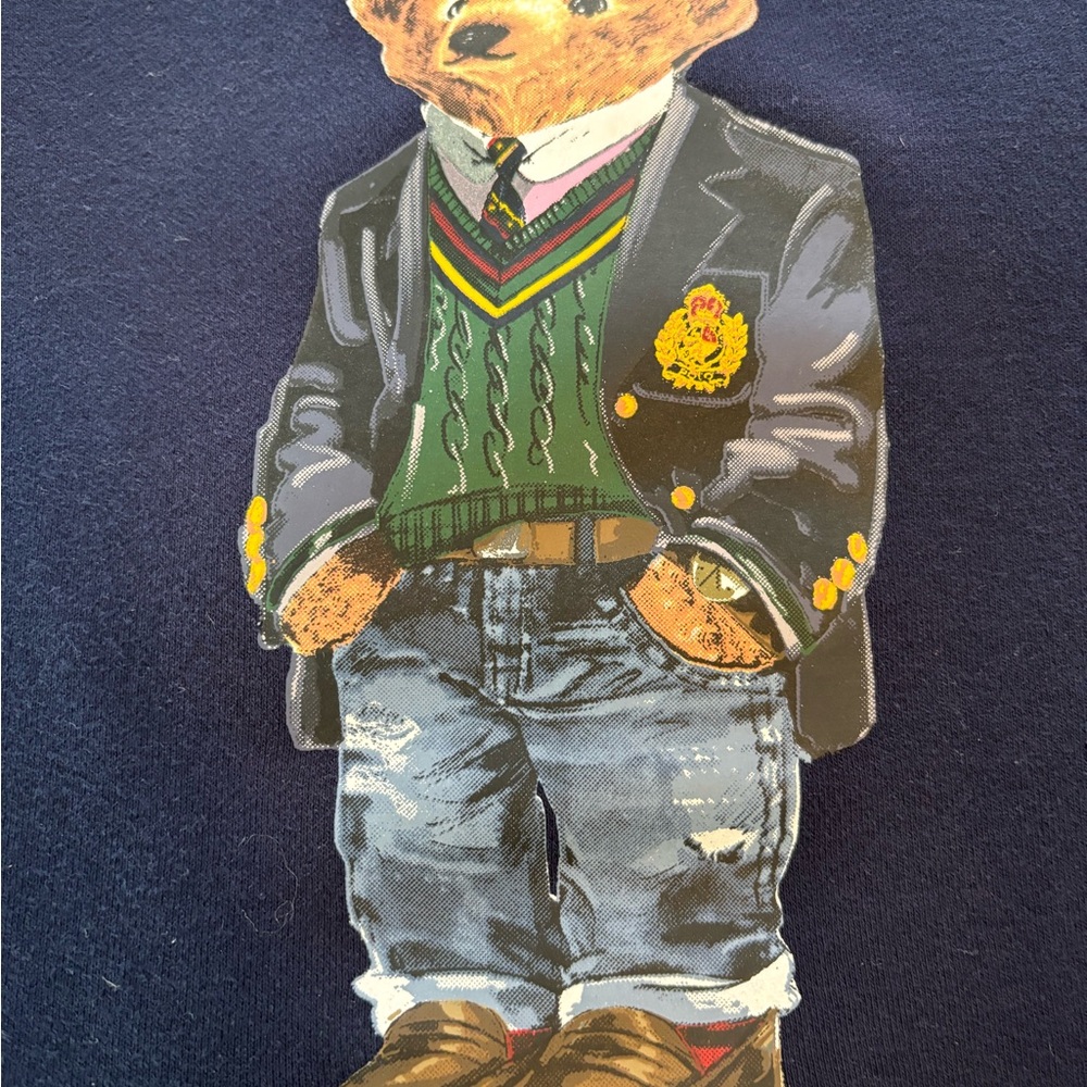 Ralph Lauren Navy Sweatshirt with Bear Graphic